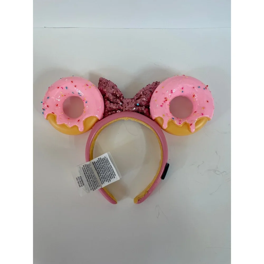 Disney Parks Minnie Mouse Pink Donut Sequin Bow Headband Disney EATS Collection